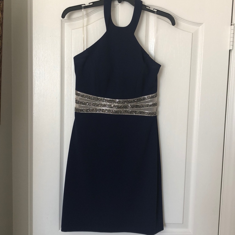 Beautiful navy blue dress.